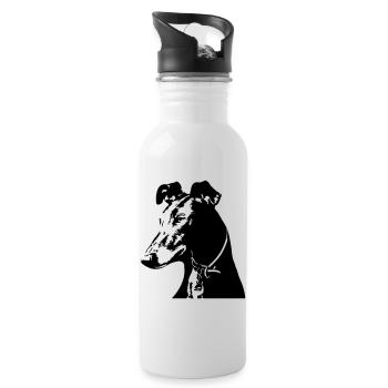 Galgo Kopf - Trinkflasche mit integriertem Trinkhalm - Weiß - Rechts