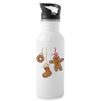 Weihnachtsplätzchen, Weihnachten, Lebkuchenmann. - Trinkflasche mit integriertem Trinkhalm - Weiß - Rechts