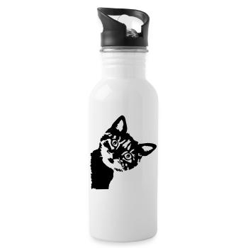 Cat, cute kitten - Water bottle with straw - white - Right