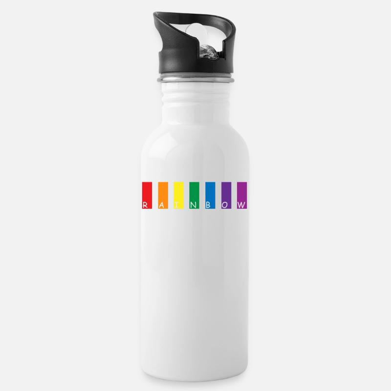 Rainbow - Water bottle with straw - white