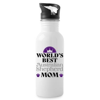 Australian Shepherd - Water bottle with straw - white - Right