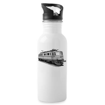Lokomotive_Schweiz - Trinkflasche mit integriertem Trinkhalm - Weiß - Rechts