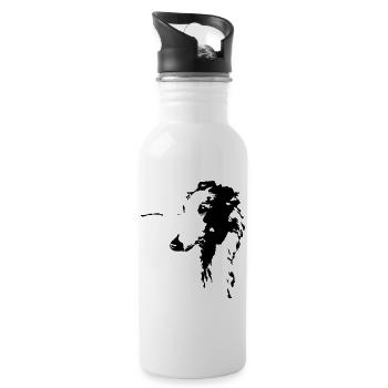 Borzoi head - Water bottle with straw - white - Right