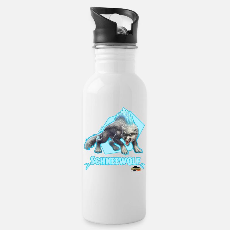 Schleich Eldrador Creatures Schneewolf Tassen - Trinkflasche mit integriertem Trinkhalm - Weiß