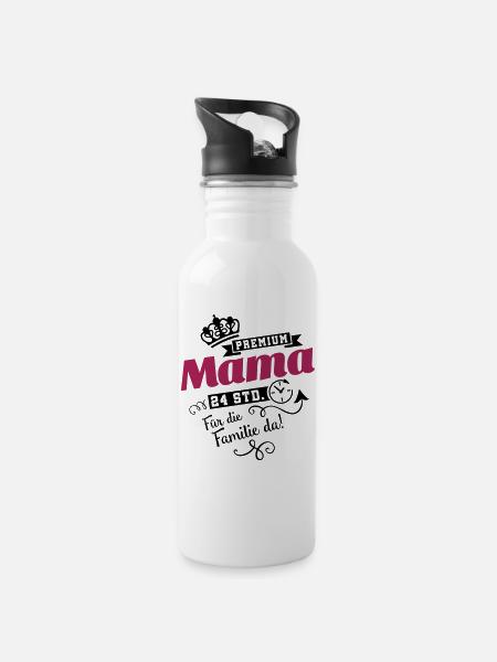 Premium Mama Muttertag - Trinkflasche mit integriertem Trinkhalm - Weiß