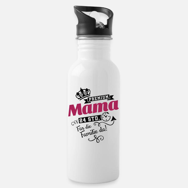 Premium Mama Muttertag - Trinkflasche mit integriertem Trinkhalm - Weiß