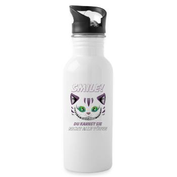 Lächle du Kannst Sie Nicht alle töten Katze Design - Trinkflasche mit integriertem Trinkhalm - Weiß - Rechts