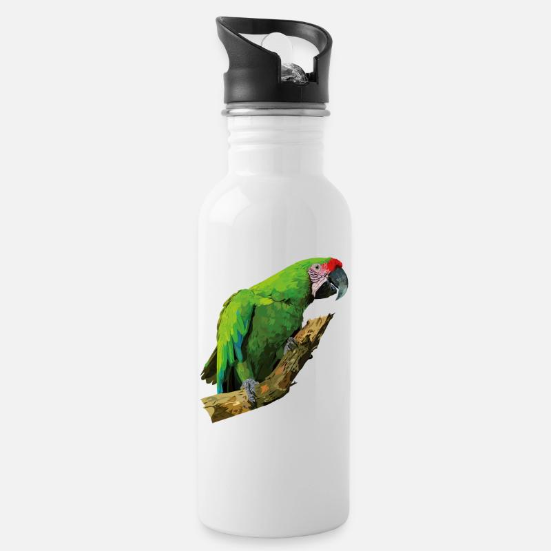 Mehrdeutige Ara - Trinkflasche mit integriertem Trinkhalm - Weiß