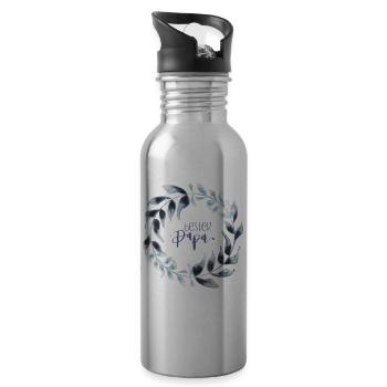 Bester Papa - Trinkflasche mit integriertem Trinkhalm - Lightsilver - Rechts