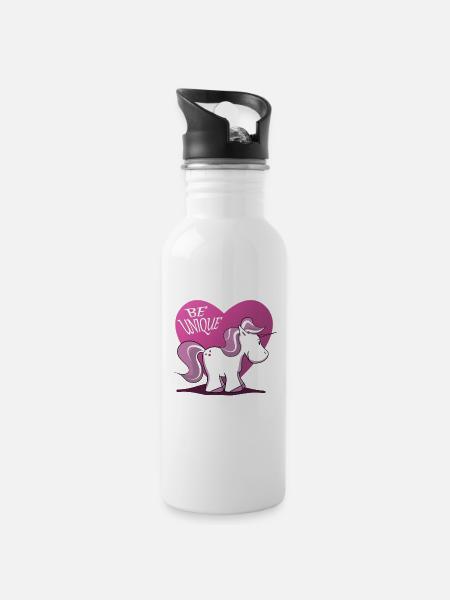 Unicorn Pegasus Horse Riding Pony Horses Magic - Water bottle with straw - white