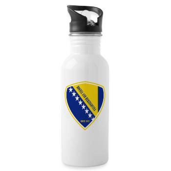 Bosnien Wappen Design - Trinkflasche mit integriertem Trinkhalm - Weiß - Rechts