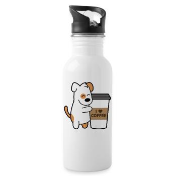 Café pour chien - Gourde avec paille intégrée - blanc - Droite