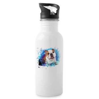 bulldog anglais, chien, coloré, graffiti, bouledogue - Gourde avec paille intégrée - blanc - Droite