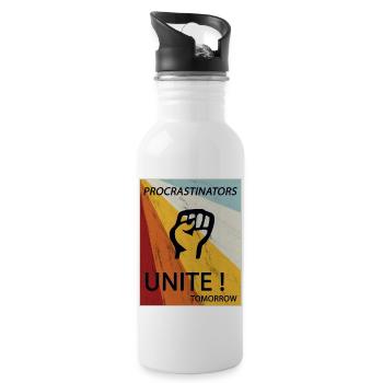 Procrastinators Unite Tomorrow Faul sein Geschenk - Trinkflasche mit integriertem Trinkhalm - Weiß - Rechts