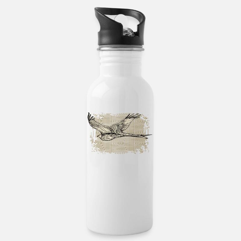 Vogel - Trinkflasche mit integriertem Trinkhalm - Weiß