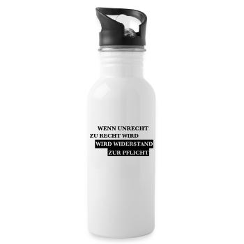 Widerstand pflicht - Trinkflasche mit integriertem Trinkhalm - Weiß - Rechts