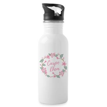 Carpe Diem - Trinkflasche mit integriertem Trinkhalm - Weiß - Rechts