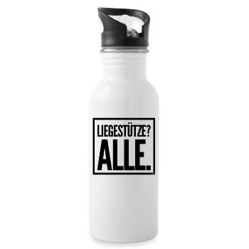 Liegestützen - Trinkflasche mit integriertem Trinkhalm - Weiß - Rechts