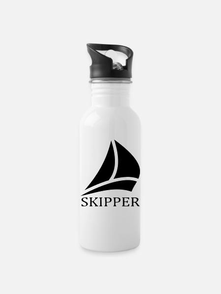 Skipper Sailboat Logo - Water bottle with straw - white