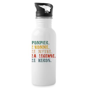 pompier l'homme le mythe la légende le héros - Gourde avec paille intégrée - blanc - Droite