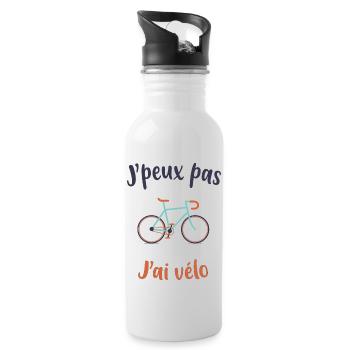 J'peux pas j'ai vélo, idée cadeau vélo - Gourde avec paille intégrée - blanc - Droite