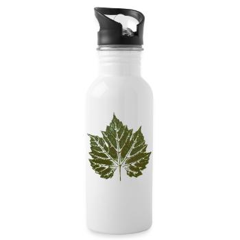 Grape leaf GREEN - leaf print - WINER & GARDEN - Water bottle with straw - white - Right