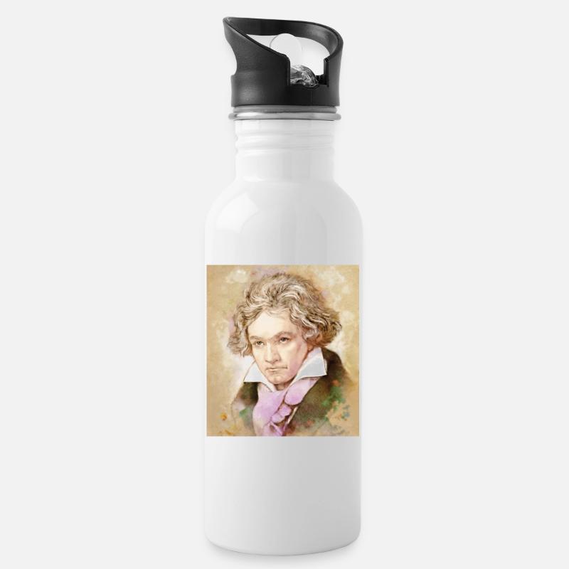 Ludwig van Beethoven dans un style aquarelle - Gourde avec paille intégrée - blanc