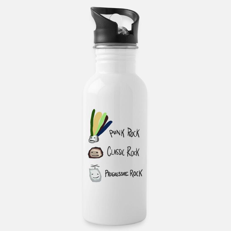 Rock, rock, rock funny design - Water bottle with straw - white