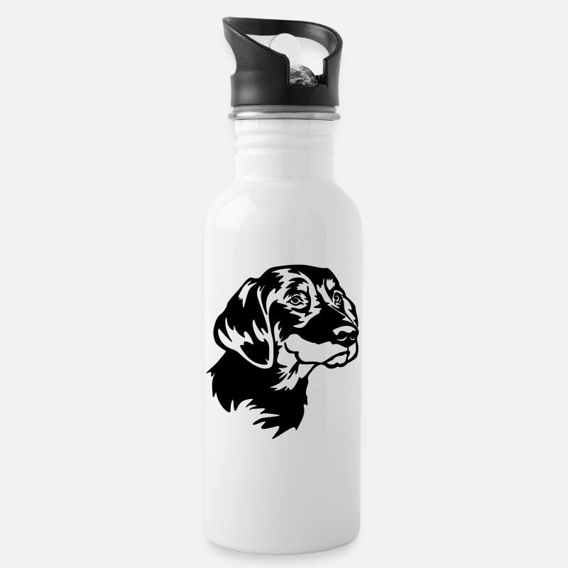 Slovensky Kopov Kopf - Trinkflasche mit integriertem Trinkhalm - Weiß