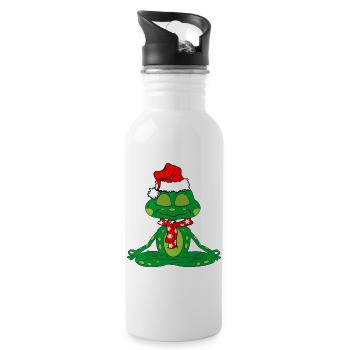 Meditation frog Christmas - Water bottle with straw - white - Right