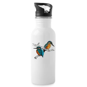 deux oiseaux de glace - Gourde avec paille intégrée - blanc - Droite
