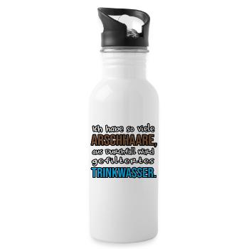 Lustige Geschenke Arsch Spruch Sprüche Witzig Fun - Trinkflasche mit integriertem Trinkhalm - Weiß - Rechts
