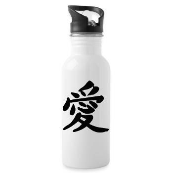 Character sign of love - Water bottle with straw - white - Right