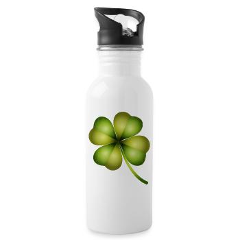 four-leaf clover in bright green tones - Water bottle with straw - white - Right