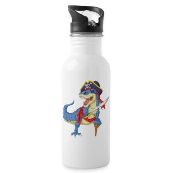 pirate dinosaur - Water bottle with straw - white - Right