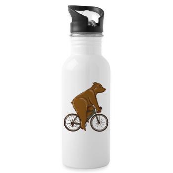 Vélo de course Hipster Ours Idée cadeau - road bike bear - Gourde avec paille intégrée - blanc - Droite