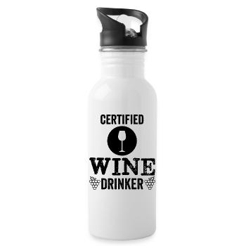 Certified wine lover wine drinker - Water bottle with straw - white - Right