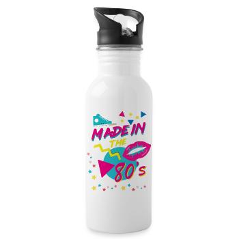 made in the 80s - Trinkflasche mit integriertem Trinkhalm - Weiß - Rechts