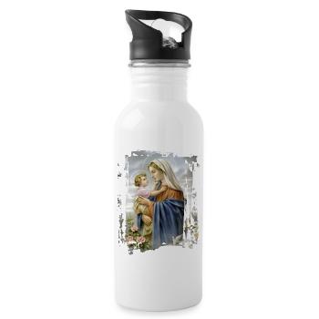Holly Mary Maria Madonna Mariana Virgin Mary - Water bottle with straw - white - Right