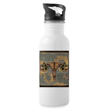 Feminismus Uterus, Schmetterling für Frauenbild - Trinkflasche mit integriertem Trinkhalm - Weiß - Rechts