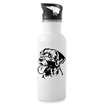 Labrador Retriever Kopf - Trinkflasche mit integriertem Trinkhalm - Weiß - Rechts