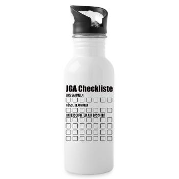 JGA Bräutigam Junggesellenabschied Checkliste body - Trinkflasche mit integriertem Trinkhalm - Weiß - Rechts