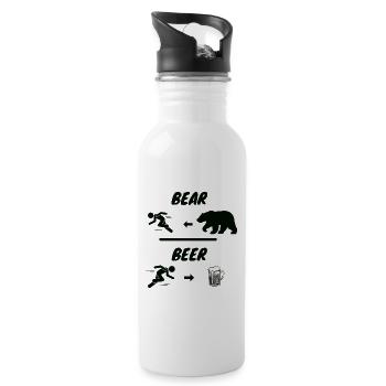 Course face à l’ours puis bière - Gourde avec paille intégrée - blanc - Droite
