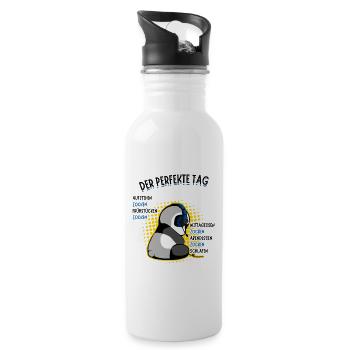 Gaming Panda Zockender Bär der perfekte Tag zocken - Trinkflasche mit integriertem Trinkhalm - Weiß - Rechts