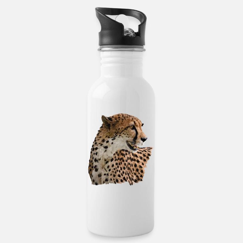 Guépard - Gourde avec paille intégrée - blanc
