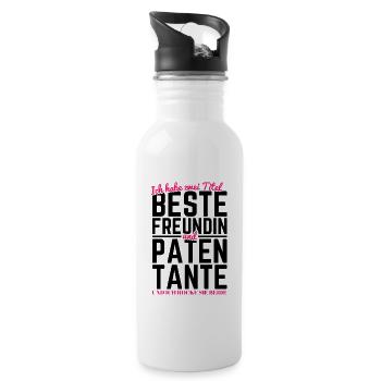 Beste Freundin Patentante Auszeichnung Zwei Titel - Trinkflasche mit integriertem Trinkhalm - Weiß - Rechts