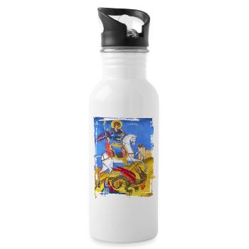 orthodoxes Fresko - Trinkflasche mit integriertem Trinkhalm - Weiß - Rechts
