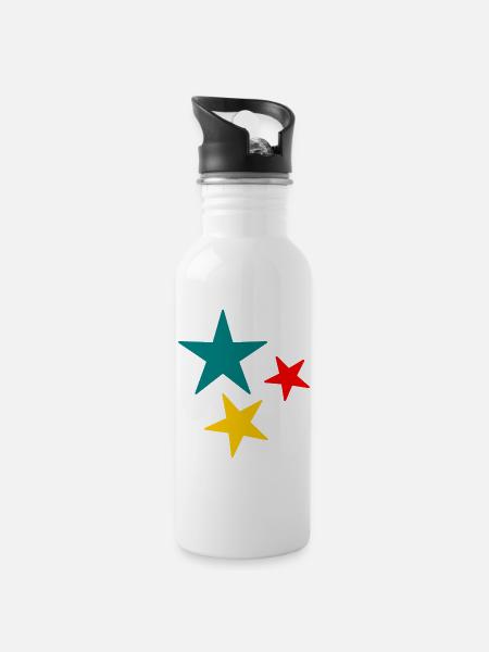 STAR. STAR. STARS. FEAST. ANNIVERSARY. CHRISTMAS - Water bottle with straw - white
