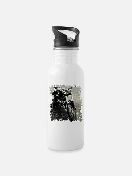 MZ RT 125 Zschopau - Trinkflasche mit integriertem Trinkhalm - Weiß