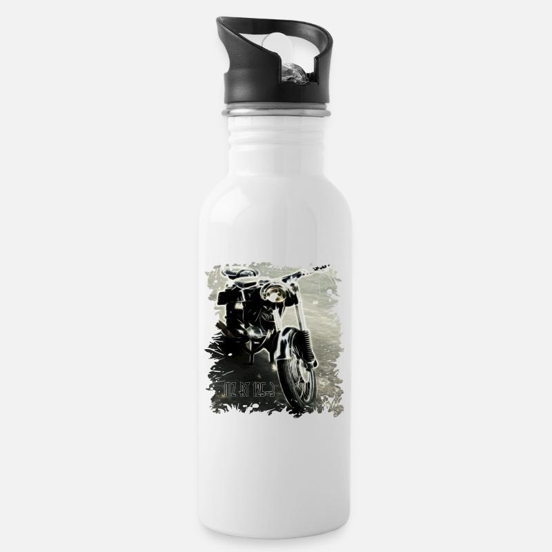 MZ RT 125 Zschopau - Trinkflasche mit integriertem Trinkhalm - Weiß